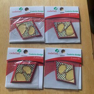 GIRL SCOUTS - 4 pc lot NEW Cadette "COMIC ARTIST" Badge, IRON ON, patch